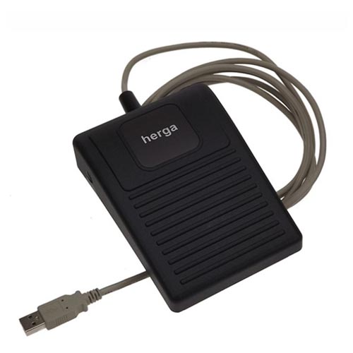 Fotpedaler, fotströmställare, fotbrytare för användning i vården. Från Herga