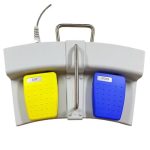 Fotpedaler, fotströmställare, fotbrytare för användning i vården. Från Herga